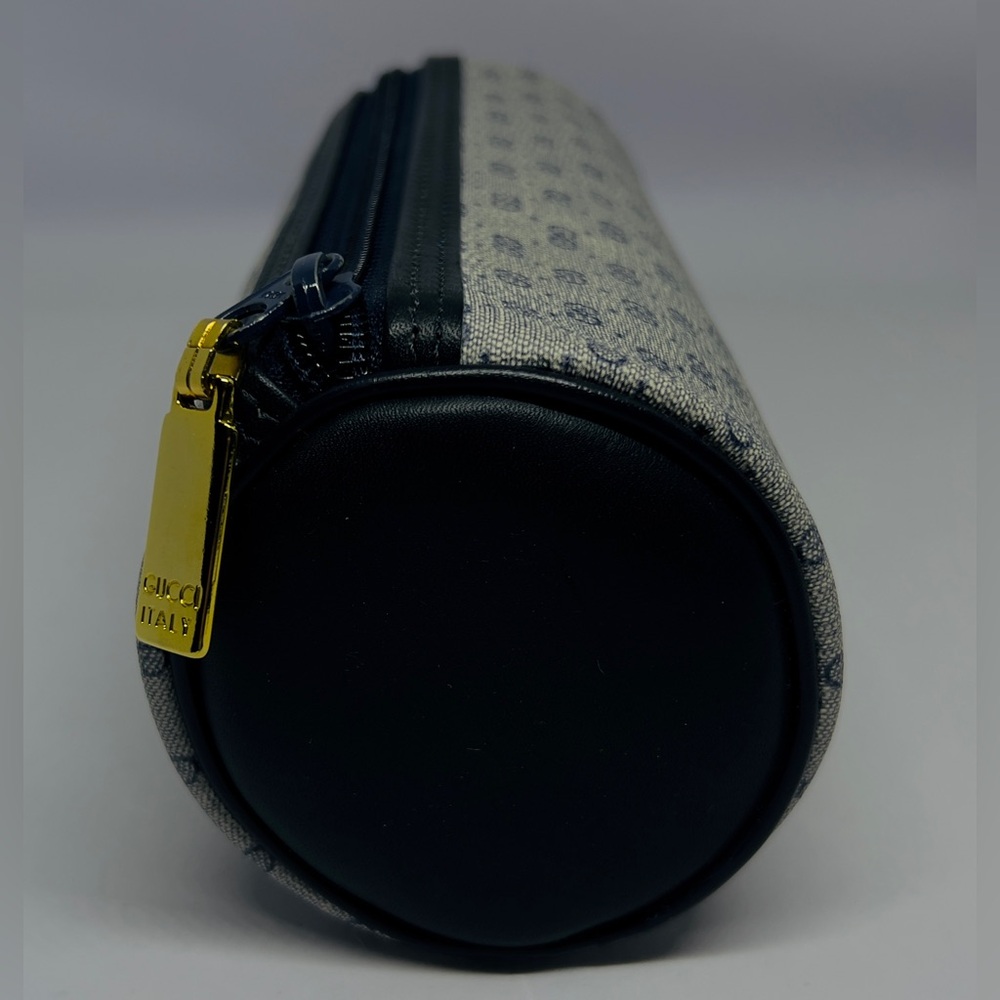 GUCCI Vintage Small Round Cylinder Monogram Barrel Cosmetic Makeup Bag Pouch - Picture 2 of 14